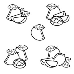 Mango set. Collection icon mango. Vector