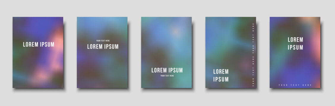 Set of cover templates. Northern Lights. Vector blurred backgrounds for flyers, posters and placards design.