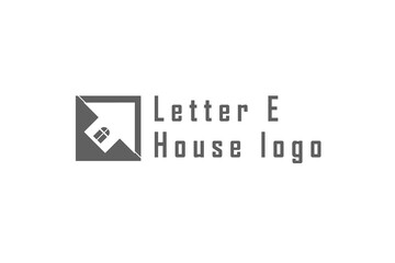 Logo Letter E, for logo brand. with house negative space in letter E. the logo can be used for real estate company.