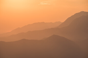 Sunset over Montenegrin mountains 