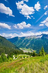 alpine landscape along a hiking trail near Ischgl (Tyrol, Austria)