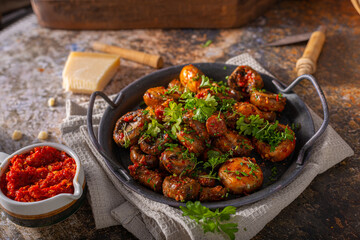 Mushrooms salad with chilli sauce