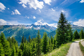 alpine landscape along a hiking trail near Ischgl (Tyrol, Austria)