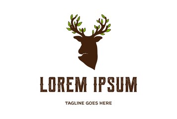 Obraz premium Deer Antler Horn Tree Leaf Leaves Logo Design Vector