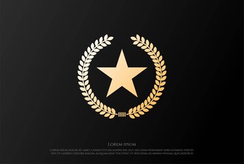 Star Laurel Leaf Badge for Military Army Emblem Logo Design Vector