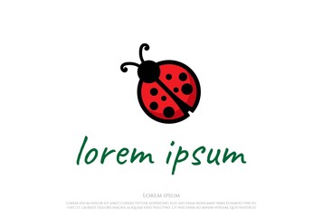 Cute Little Insect Ladybug Logo Design Vector