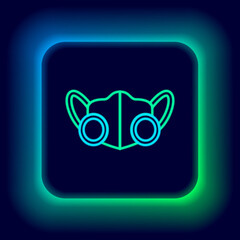 Glowing neon line Medical protective mask icon isolated on black background. Colorful outline concept. Vector
