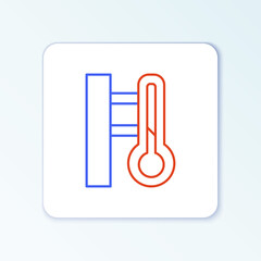 Line Meteorology thermometer measuring icon isolated on white background. Thermometer equipment showing hot or cold weather. Colorful outline concept. Vector