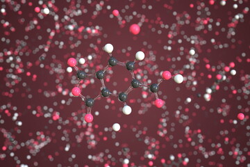 Trimellitic anhydride molecule made with balls, scientific molecular model. Chemical 3d rendering