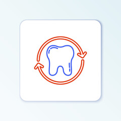 Line Tooth whitening concept icon isolated on white background. Tooth symbol for dentistry clinic or dentist medical center. Colorful outline concept. Vector