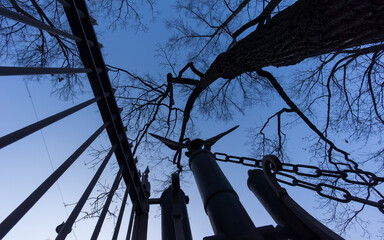 Classical church architecture of St. Petersburg, a city in Russia. 