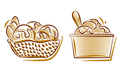 Set of Ice Cream Illustration Hand Drawn for branding logo restaurant cafe element