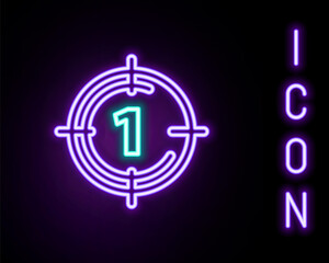 Glowing neon line Old film movie countdown frame icon isolated on black background. Vintage retro cinema timer count. Colorful outline concept. Vector