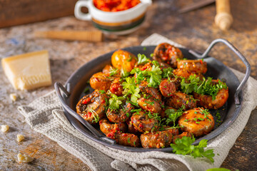 Mushrooms salad with chilli sauce