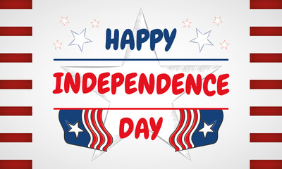 USA Independence day with text and star sketch