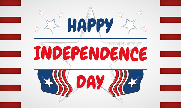 USA Independence day with text and star sketch