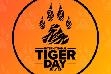 International Tiger Day. July 29. Holiday concept. Template for background, banner, card, poster with text inscription. Vector EPS10 illustration.