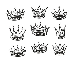 Crown symbol set. Royal, luxury icon. Coronation king or queen concept
