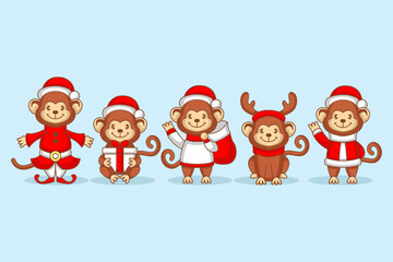 Cute monkey with Christmas costume