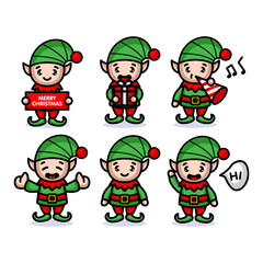 Cute elves with Christmas celebration