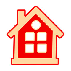 Home icon isolated on white background. Red house symbol. Simple flat design style. Residential building pictogram. Real estate or sale concept. Logo for construction company.Stock vector illustration