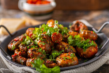Mushrooms salad with chilli sauce