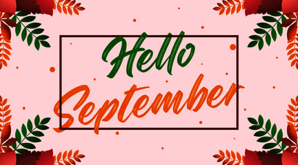 Hello september background illustration vector. Happy summer day illustration vector - obrazy, fototapety, plakaty