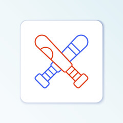 Line Crossed baseball bat icon isolated on white background. Colorful outline concept. Vector