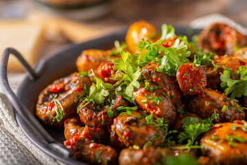Mushrooms salad with chilli sauce