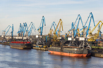 Naklejka premium coal terminal cranes in port