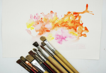 School supplies for Watercolor painting, brush , Palette
