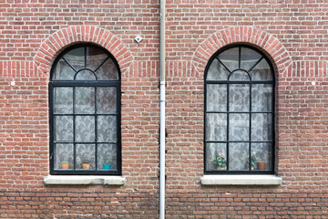 Authentic colorful brick house fronts - facades in the historical center of  Zutphen, The Netherlands.
