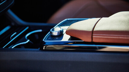 Luxury car interior details.