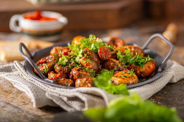 Mushrooms salad with chilli sauce