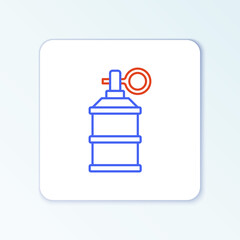 Line Hand smoke grenade icon isolated on white background. Bomb explosion. Colorful outline concept. Vector