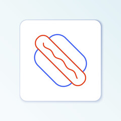 Line Hotdog sandwich icon isolated on white background. Sausage icon. Fast food sign. Colorful outline concept. Vector