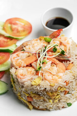 thai shrimp seafood fried rice meal in bangkok restaurant thailand