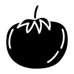 Vector glyph tomato icon. Isolated vegetable contour for stamping. Simple food pictogram in cartoon style on the white background.