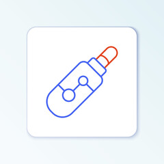 Line Electronic cigarette icon isolated on white background. Vape smoking tool. Vaporizer Device. Colorful outline concept. Vector