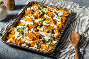 Homemade Buffalo Chicken Nachos with Ranch