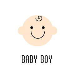 Cute baby face  icon. Symbol little baby boy for the design of children's website and mobile applications. 