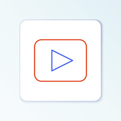 Line Play button icon isolated on white background. Colorful outline concept. Vector