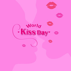 World Kissing day hand lettering on hot pink background. Easy to edit template for typography poster, banner, flyer, sticker, badge, t-shot, etc