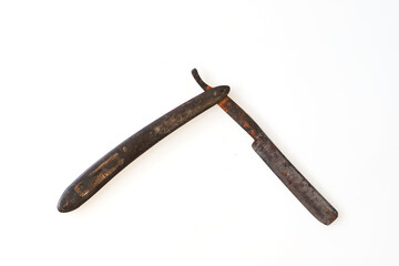 dirty and  old accessory vintage razor tool barbershop blade are dirty and have rust on it, the item are collectibles 