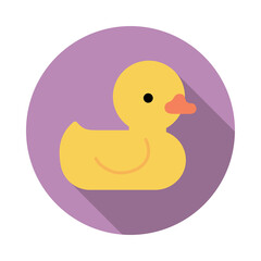 Yellow rubber duck toy, bath toy. Vector illustration