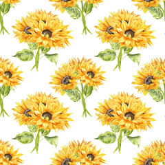 Fototapeta premium Watercolor seamless pattern – Sunflowers