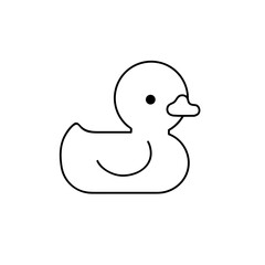 Yellow rubber duck toy, bath toy line icon. Vector illustration