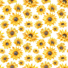 Fototapeta na wymiar Watercolor seamless pattern – Sunflowers