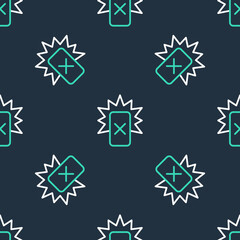 Line Red card football icon isolated seamless pattern on black background. Referee card. Vector