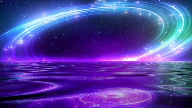 Light Streaks in the Sea at Night - Landscape VJ Loop Background